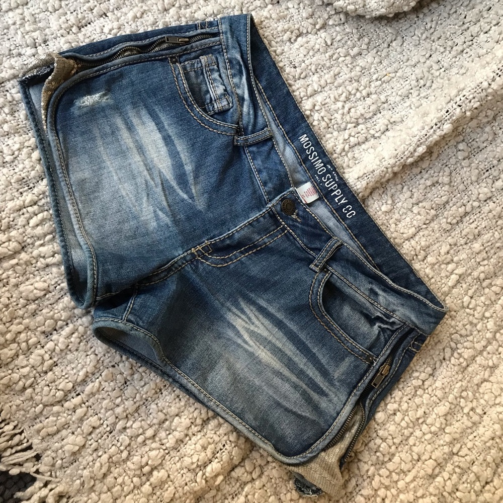 Mossimo Sequin and denim jean shorts with zippers
